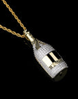 Fully iced diamond Moet & Chandon Brut Imperial pendant necklace chain yellow gold rapper jewelry