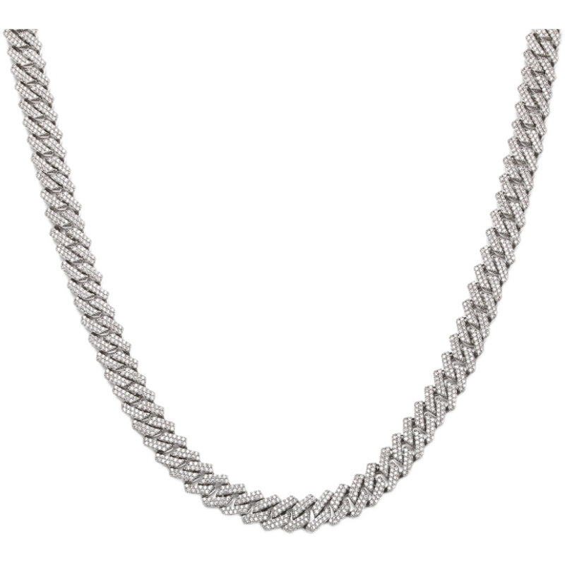curb cuban link 10mm necklace chain fully iced custom clasp diamond ifandco