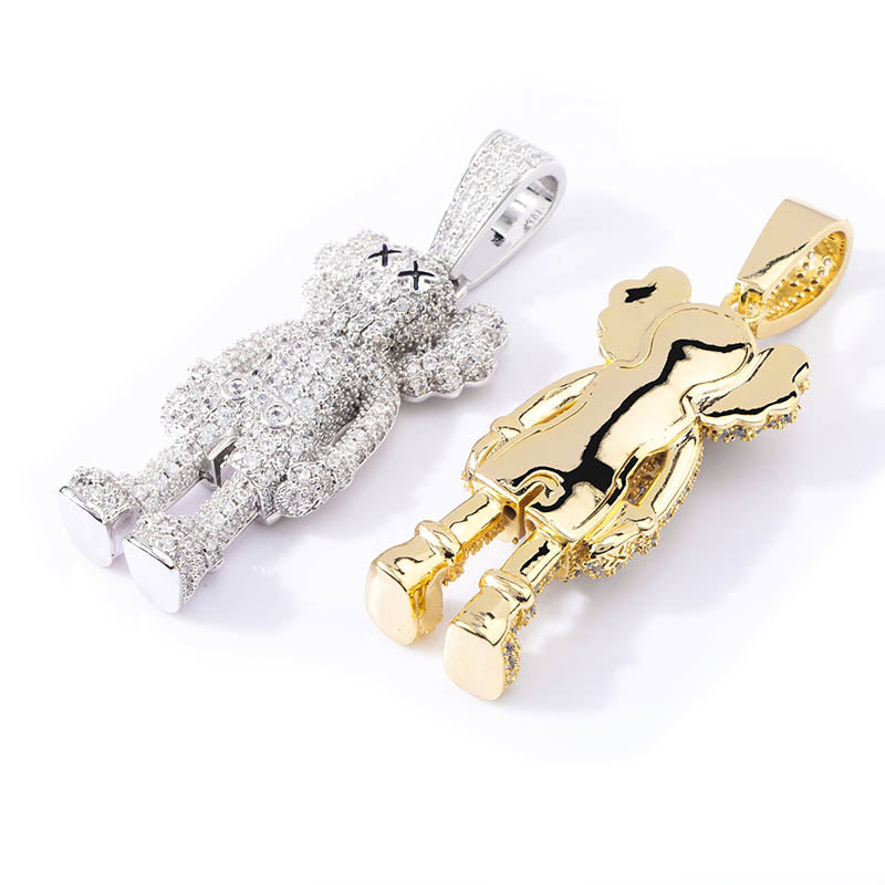 bape kaws originalfake 3D figure pendant necklace chain diamond ben baller vvs gold