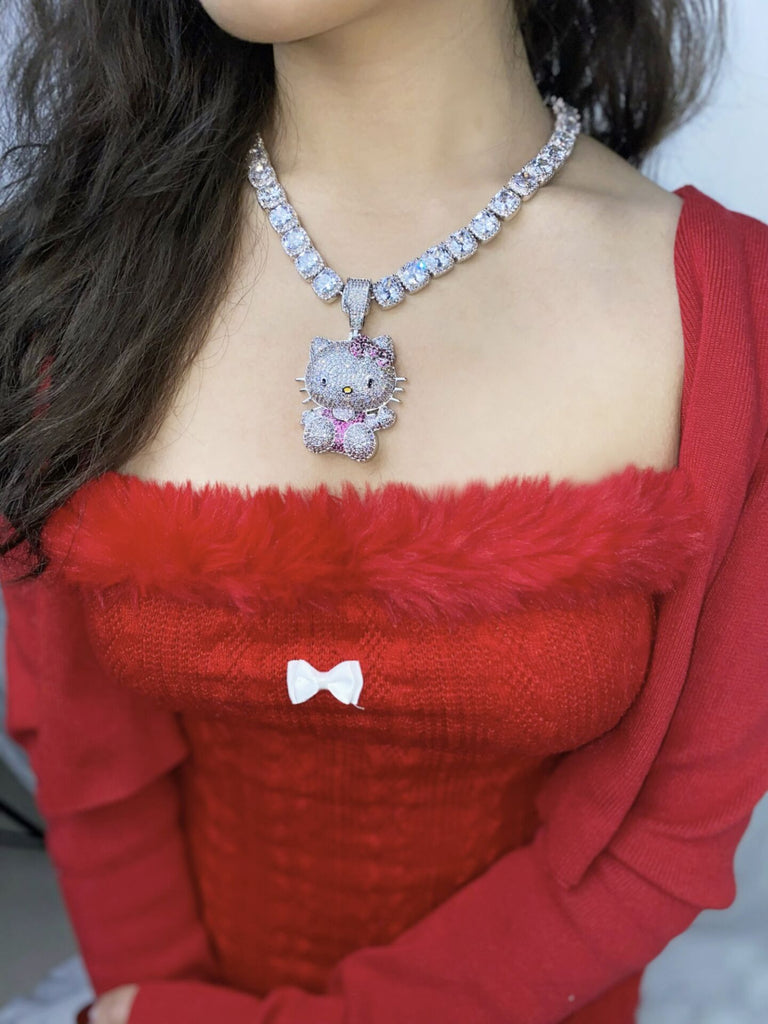 ifnandco custom hello kitty diamond pendant necklace chain iced out ben baller