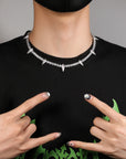 Black panther spike tennis link necklace chain short choker diamond jewelry hip hop jewelers custom diamond cosplay