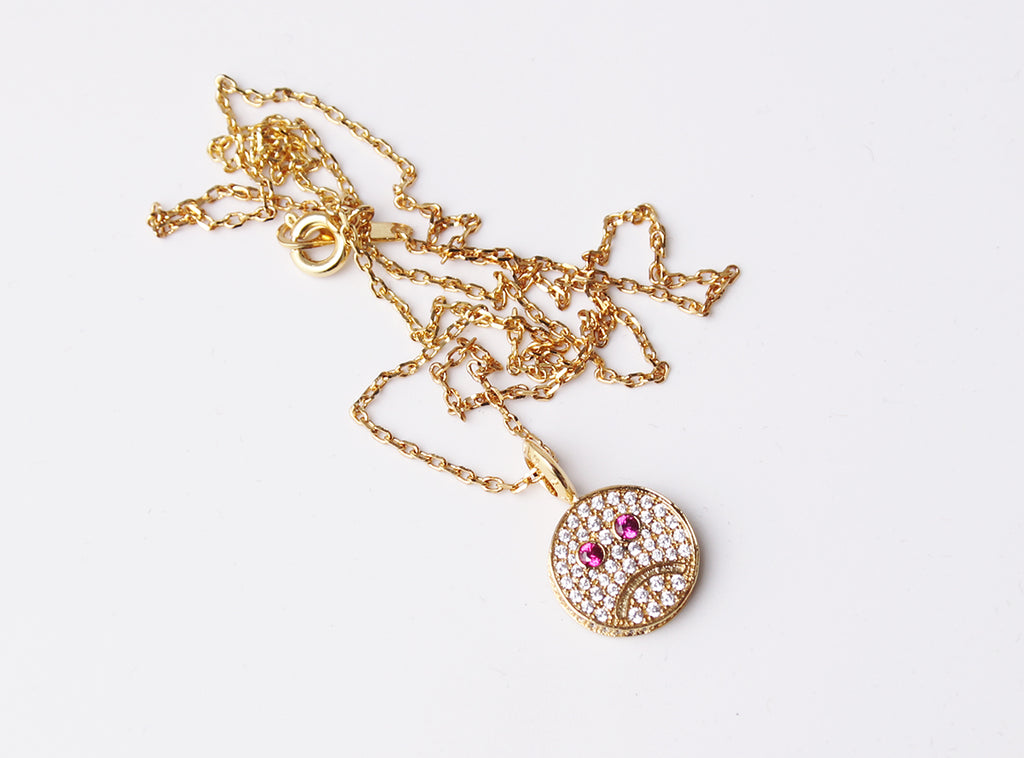 eyefunny smiling face thunder pendant necklace chain diamond jbalvin kim jones clot virgil offwhite