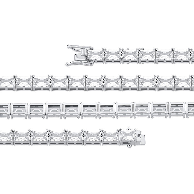 rectangle radiant cut diamond tennis link necklace chain diamond white gold travis rapper hip hop jewelery jewelers celebrity