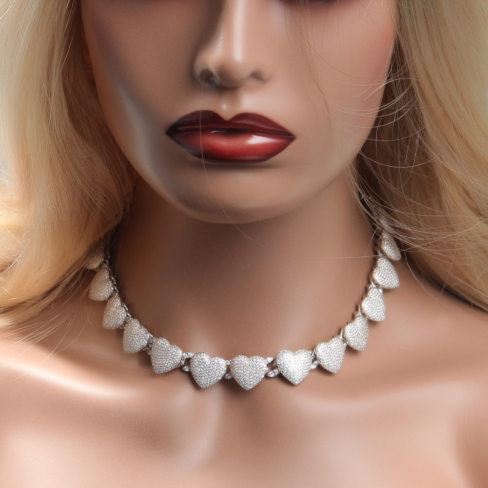 Fully iced interlaced heart 3D links necklace chain egan Thee Stallion hip hop jewelry celebrities jewelers diamond necklace bracelet ankle ring