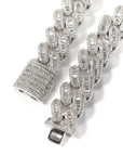 15mm cuban link necklace chain in baguette diamond White Gold Yellow Gold sterling silver hip hop jewelry cheap best quality custom made