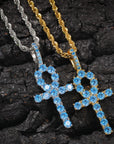 blue topaz Ankh pendant necklace chain diamond tyler the creator asap rocky playboi carti ben baller