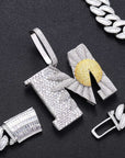 Iced Out diamond daisy flower letter M pendant necklace with free matching chain included as seen on Rapper Knowknow. custom ifandco diamond