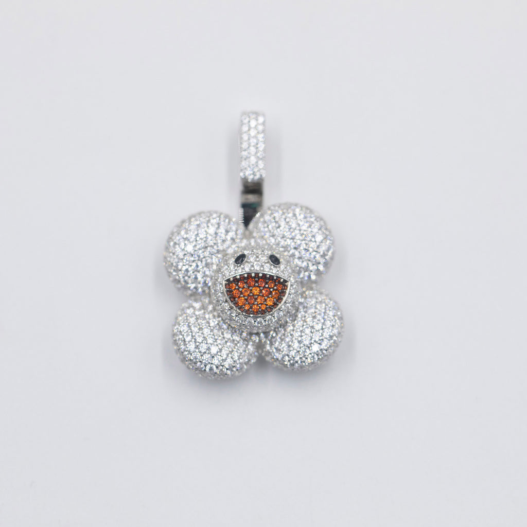 superflat first love monorgram flower fidget spinner TAKASHI MURAKAMI Super Flat, First Love, Flower screenprint in colors with Platinum leaf pendant with matching chain necklace