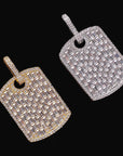 Fully iced baguette diamond Army dog tag in white gold Gunna bling jewelry icebox