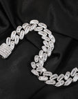 15mm cuban link necklace chain in baguette diamond White Gold Yellow Gold sterling silver hip hop jewelry cheap best quality custom made