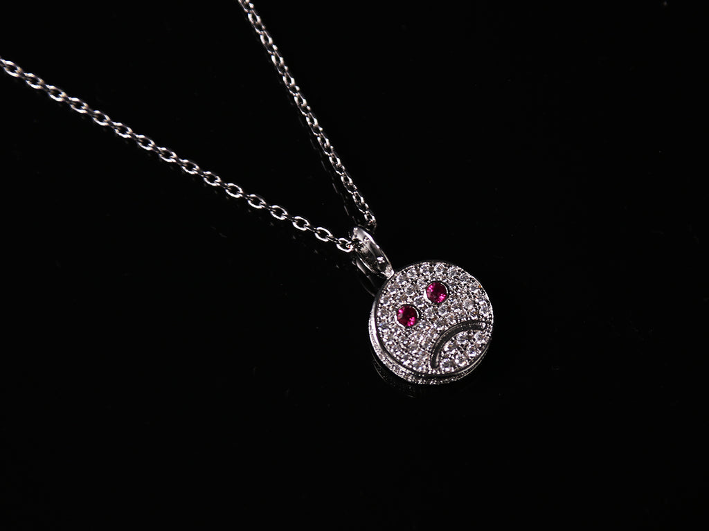 eyefunny smiling face thunder pendant necklace chain diamond jbalvin kim jones clot virgil offwhite
