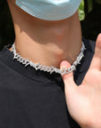 10mm Iced diamond Barbed wire link necklace bacelet chain White Gold yellow gold ifandco
