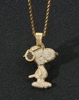 Iced Out diamond Charlie Brown Snoopy pendant necklace with free matching chain included free shipping top rappers jewelry brand urban fashion jewelers shopgld