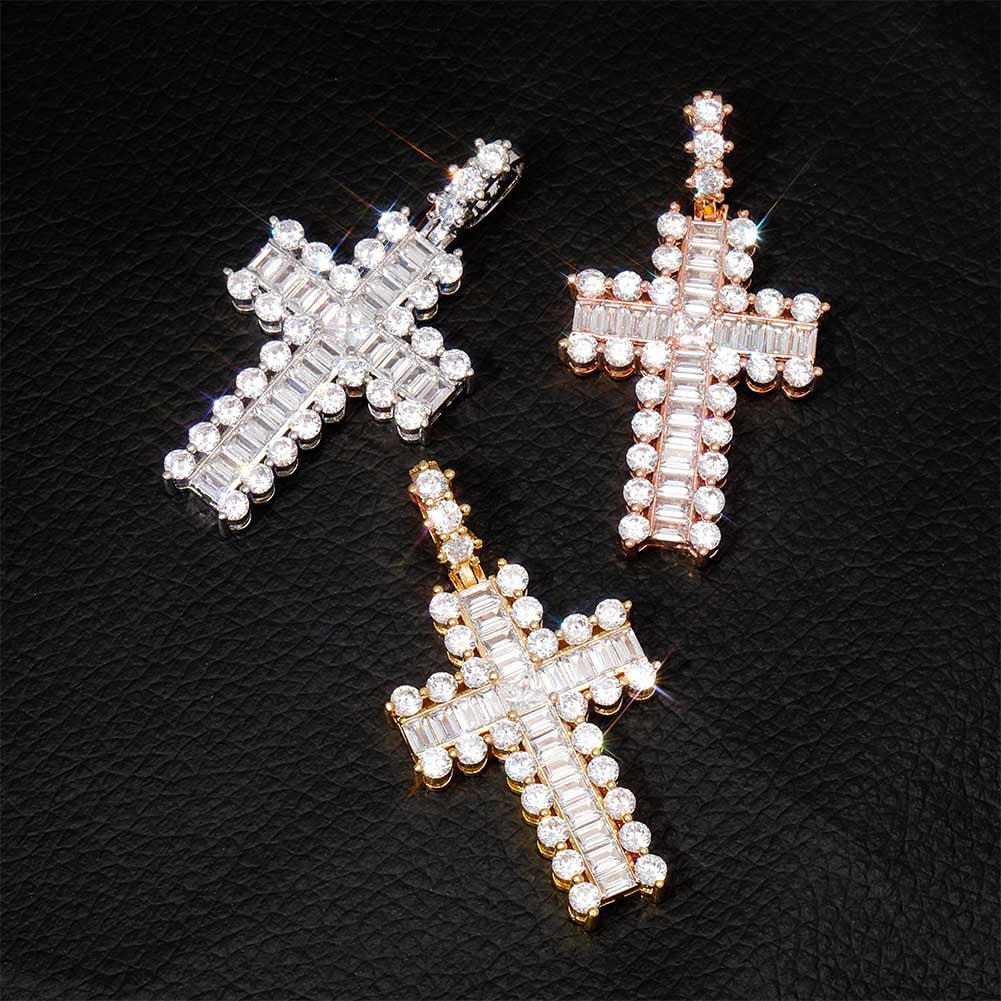 Vintage baguette cross pendant necklace free chain kanye west travis scott liluzivert vlone