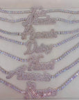 Hailey Bieber Wears Diamond Necklace With Her Married Last Name Vogue people.com custom name diamond necklace tennis link chain