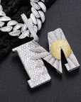 Iced Out diamond daisy flower letter M pendant necklace with free matching chain included as seen on Rapper Knowknow. custom ifandco diamond