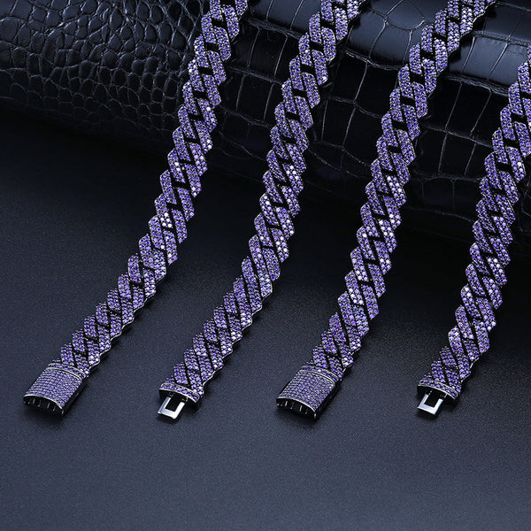 14mm purple haze curb cuban link bracelet chain – Bijouterie Gonin