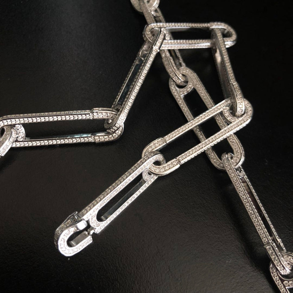 Safety pin pave bracelet - Yellow Gold