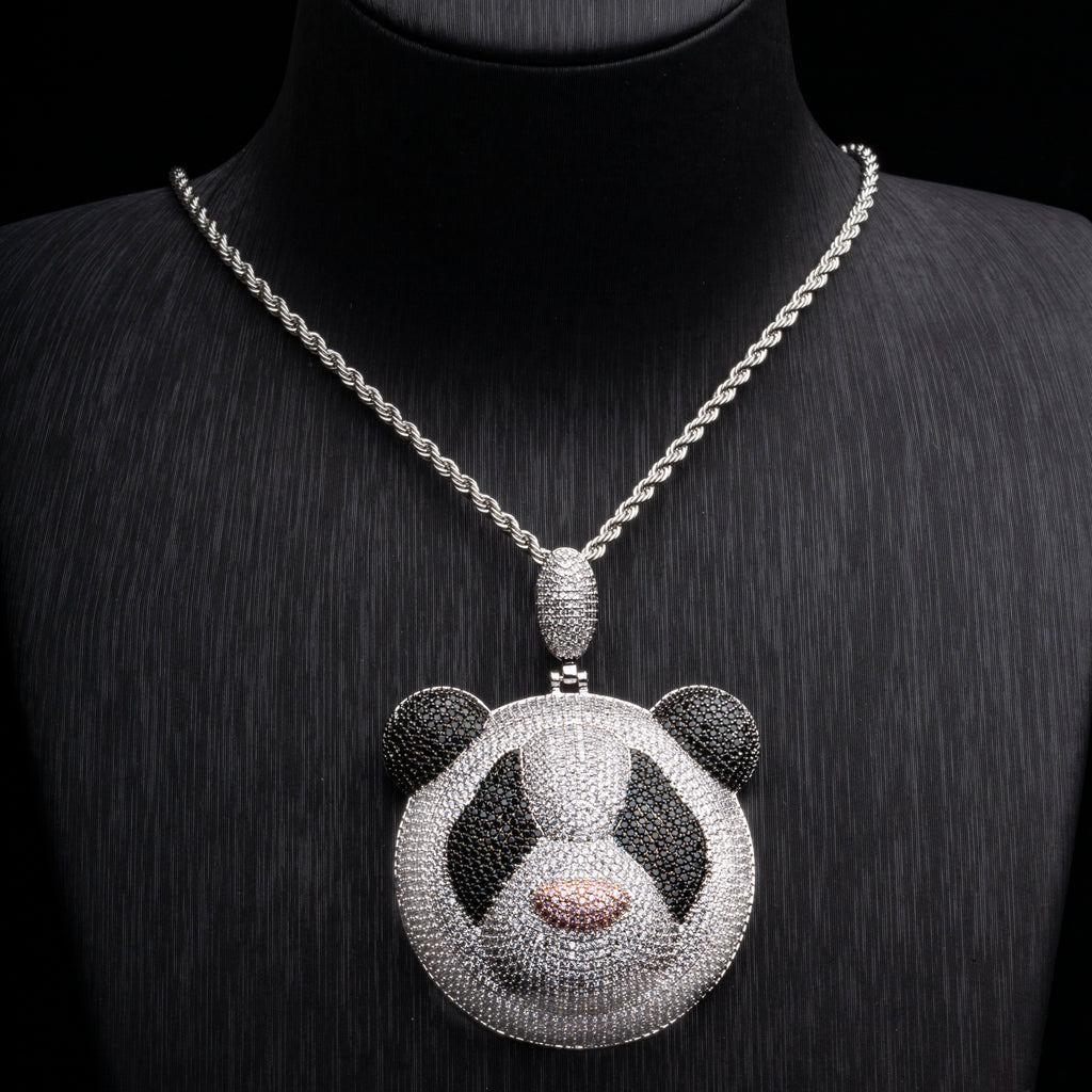 Fully iced Panda diamond pendant necklace chain as seen on Jackson Wang Got7 kpop fans buy panthepack