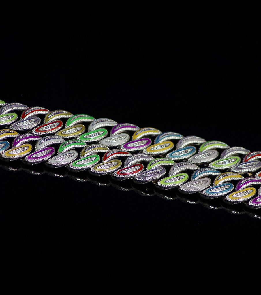 20mm glow in the dark enamel cuban link necklace chain as seen on Travis Scott Melted Utopia dream