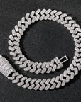 17mm fully iced baguette diamond cuban link necklace chain White Gold yellow gold asap rocky playboi carti lil uzi vert hip hop jewelry custom made