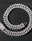 17mm fully iced baguette diamond cuban link necklace chain White Gold yellow gold asap rocky playboi carti lil uzi vert hip hop jewelry custom made