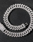 17mm fully iced baguette diamond cuban link necklace chain White Gold yellow gold asap rocky playboi carti lil uzi vert hip hop jewelry custom made