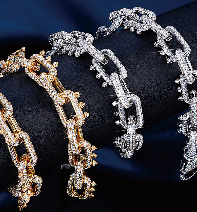 Playboi Carti spiked links necklace cuban link fully iced diamond vvs vlone asap rocky