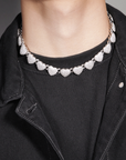 saweetie icy girl doja cat kylie Jenner Fully iced bubble heart interlaced chain necklace choker White Gold