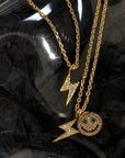 eyefunny smiling face thunder pendant necklace chain diamond jbalvin kim jones clot virgil offwhite