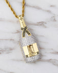 Fully iced diamond Moet & Chandon Brut Imperial pendant necklace chain yellow gold rapper jewelry