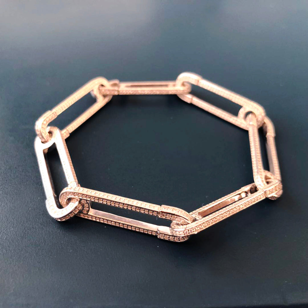 Safety pin pave bracelet - Yellow Gold