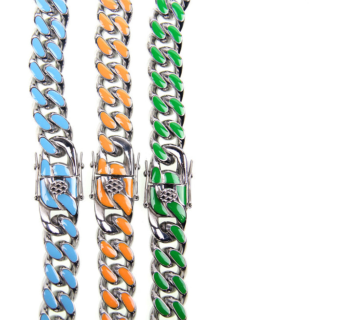louis vuitton virgil off white inspired alike enamel cuban link necklace chain