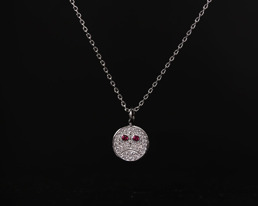 eyefunny smiling face thunder pendant necklace chain diamond jbalvin kim jones clot virgil offwhite