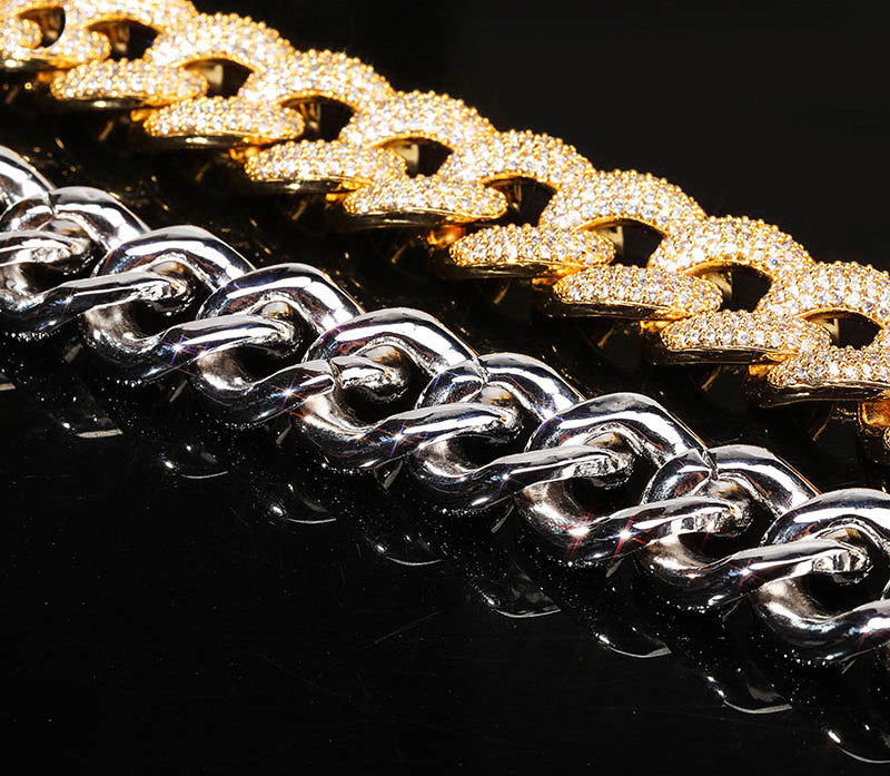 20mm cuban link necklace bracelet fully iced micro pave diamond travis scott playboi carti asap rocky ian connor vlone vvs