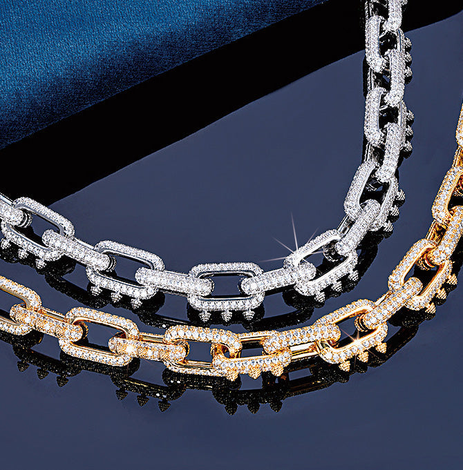 Playboi Carti spiked links necklace cuban link fully iced diamond vvs vlone asap rocky