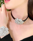 Piaget rose diamond bangle bracelet watch leather strap diamonds