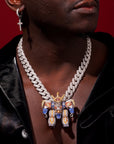 fully iced Mashin Hero Wataru Ryujinmaru fully iced and glow in the dark pendant necklace diamond chain set