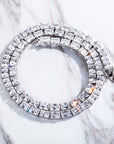 rectangle radiant cut diamond tennis link necklace chain diamond white gold travis rapper hip hop jewelery jewelers celebrity