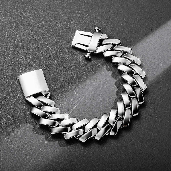 solid, special clasp, custom made 18mm curb cuban link chain yellow gold white gold solid silver 925 sterling vermeil