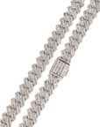 fully iced out 12mm curb cuban link necklace chain in baguette diamond White Gold shopgld