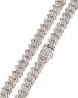 fully iced out 12mm curb cuban link necklace chain in baguette diamond White Gold shopgld