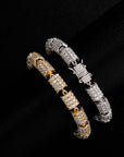 Fully iced Baguettes Cylinder Round Bracelet Yellow Gold diamonds