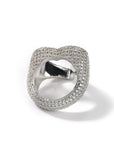 Fully iced hollow heart ring White Gold fashion nova shein coachella diamond ring hip hop jewelry rapper