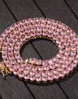 4MM Solitaire Pink Simulated Diamonds Tennis Chain ifandco kylie jenner cardi b shopgld