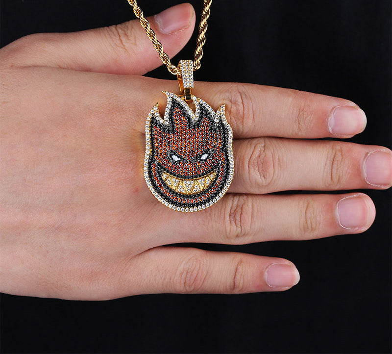 La flame reversed travis scott pendant necklace chain new jewelry kylie jenner astroworld