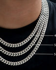 8mm plain cuban link necklace chain solid silver white gold vermil cuban links