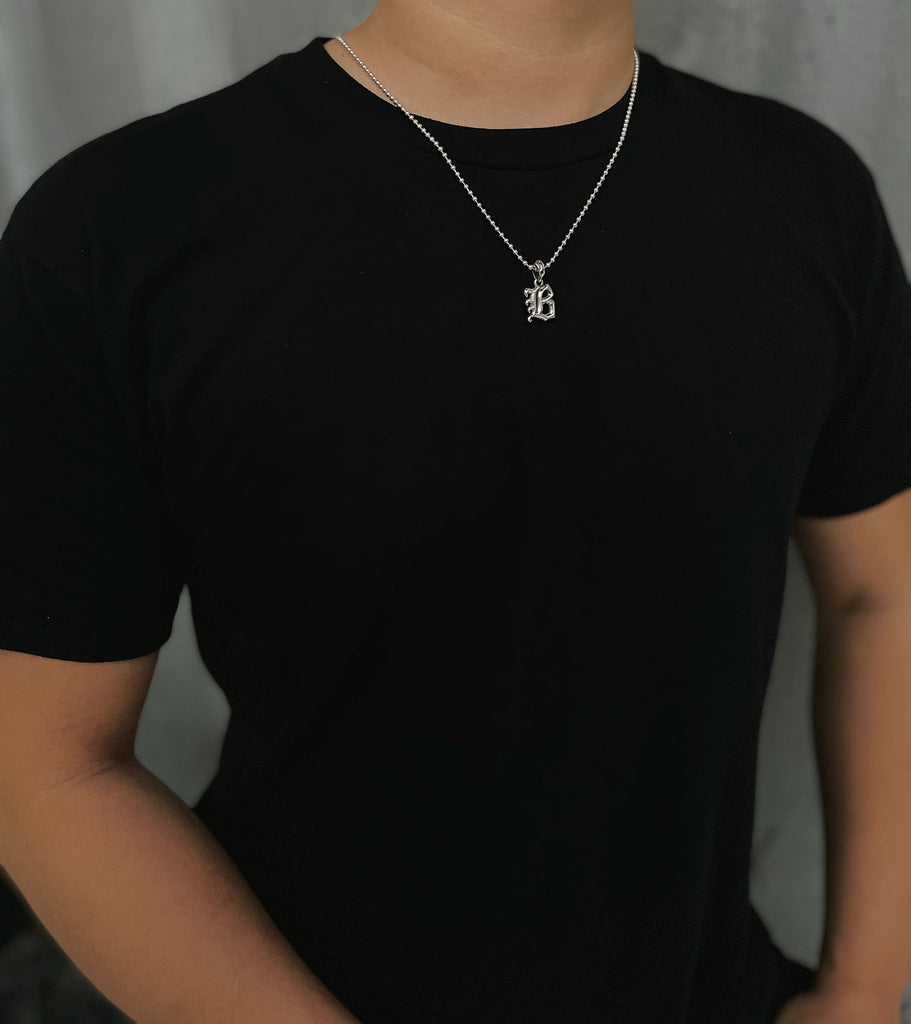 Custom Gothic font A-Z alphabet letter 925 silver pendant necklace buy not chrome