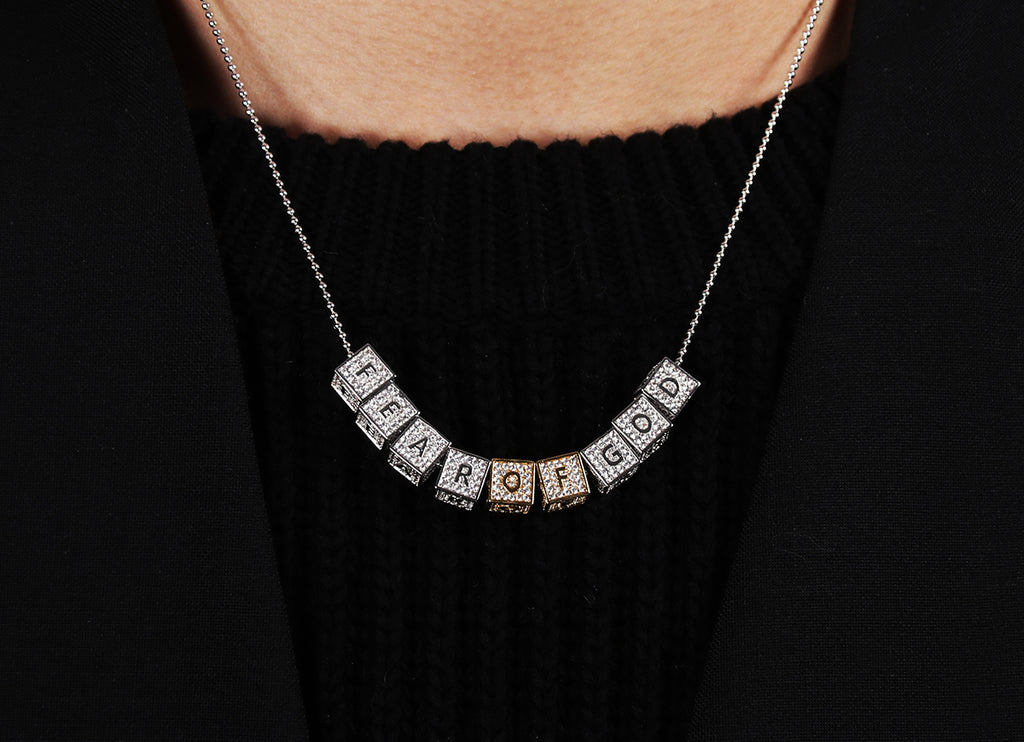 baby block letter custom necklace chain choker jesus is king kanye west rhude virgil off white