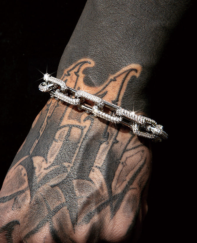 Playboi Carti spiked links necklace cuban link fully iced diamond vvs vlone asap rocky